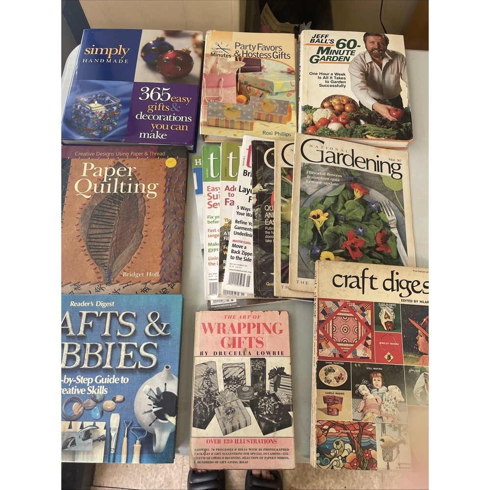 Vintage Craft Book Magazine Lot 14 Quilting Gardening Gifts‎ Hostess Hobbies BB4